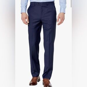 LAUREN BY RALPH LAUREN EDGEWOOD ULTRA FLEX NAVY WOOL BLEND BLACK LABEL PANTS